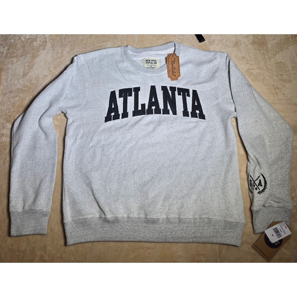 New York Popular Atlanta Nantucket Fleece Sweatshirt Gray Mens Medium NEW